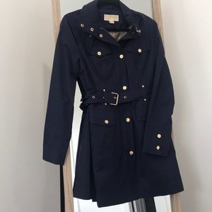 Michael Kors navy trench with gold buttons